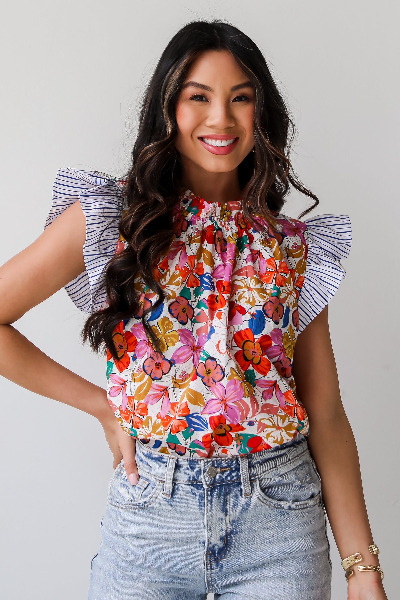 Beautifully Beloved Ivory Floral Blouse