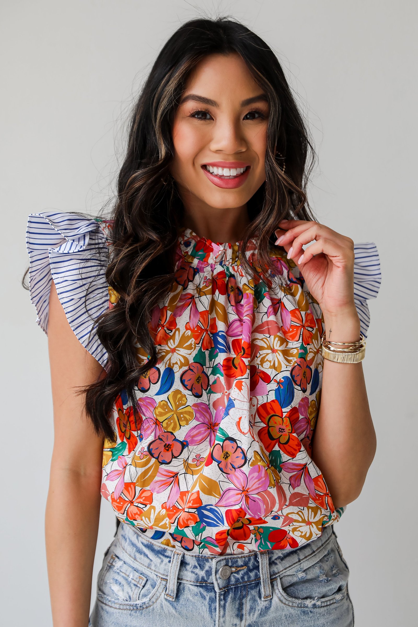 Beautifully Beloved Ivory Floral Blouse