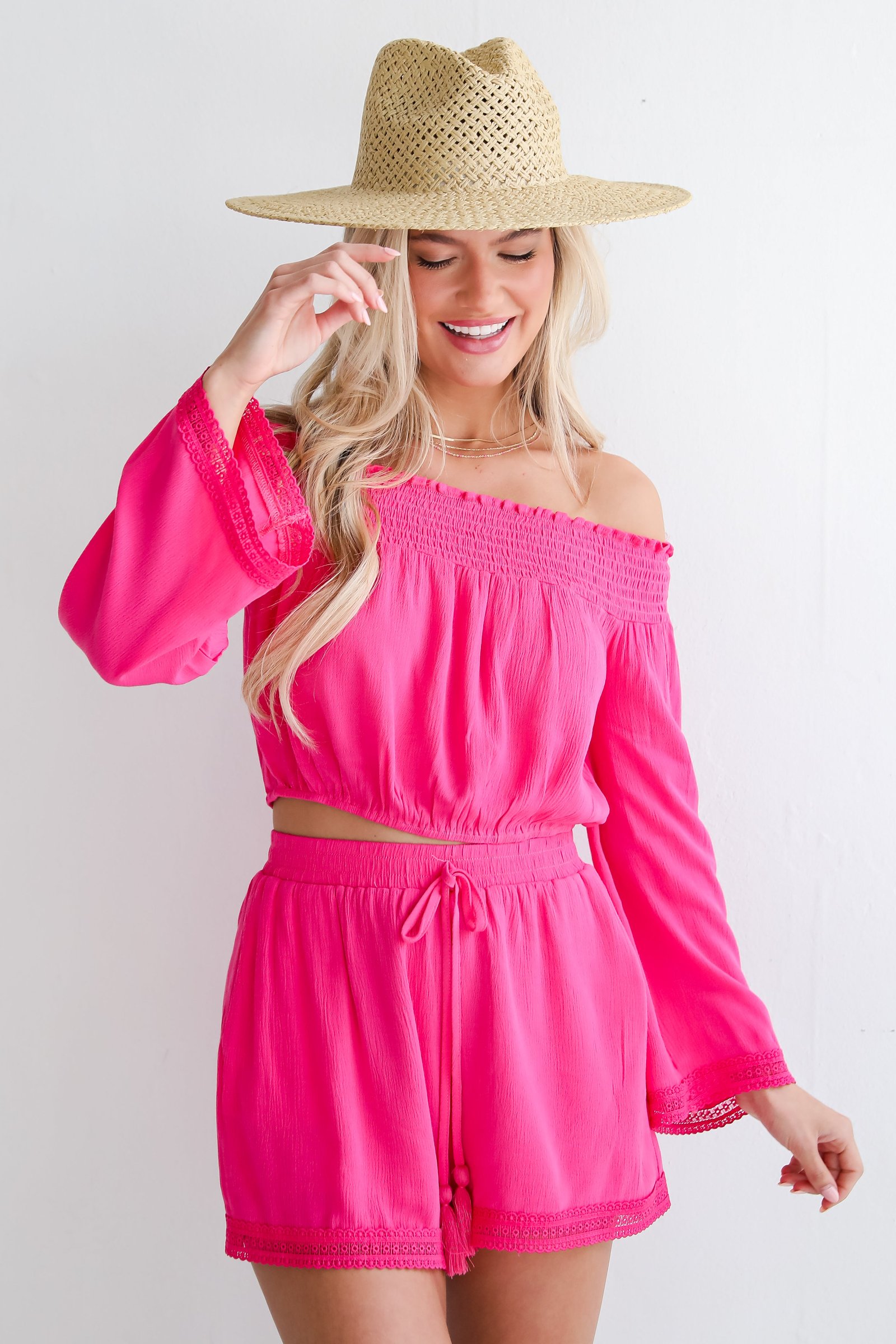 Island Favorite Fuchsia Cropped Blouse - DU DEAL