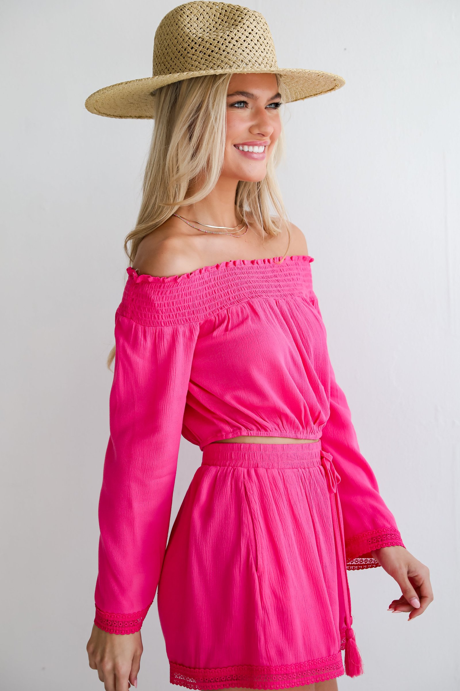 Island Favorite Fuchsia Cropped Blouse - DU DEAL