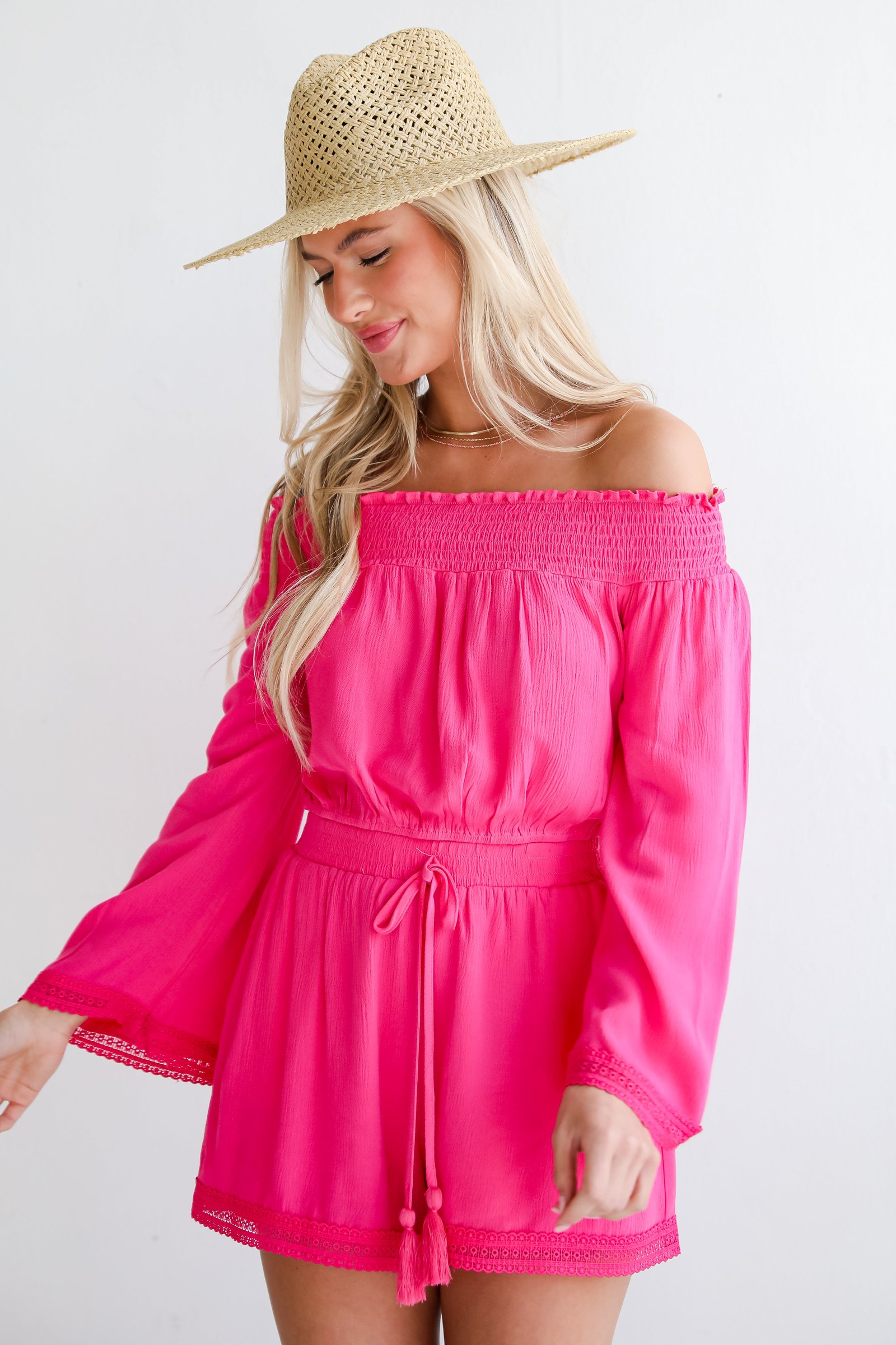 Island Favorite Fuchsia Cropped Blouse - DU DEAL