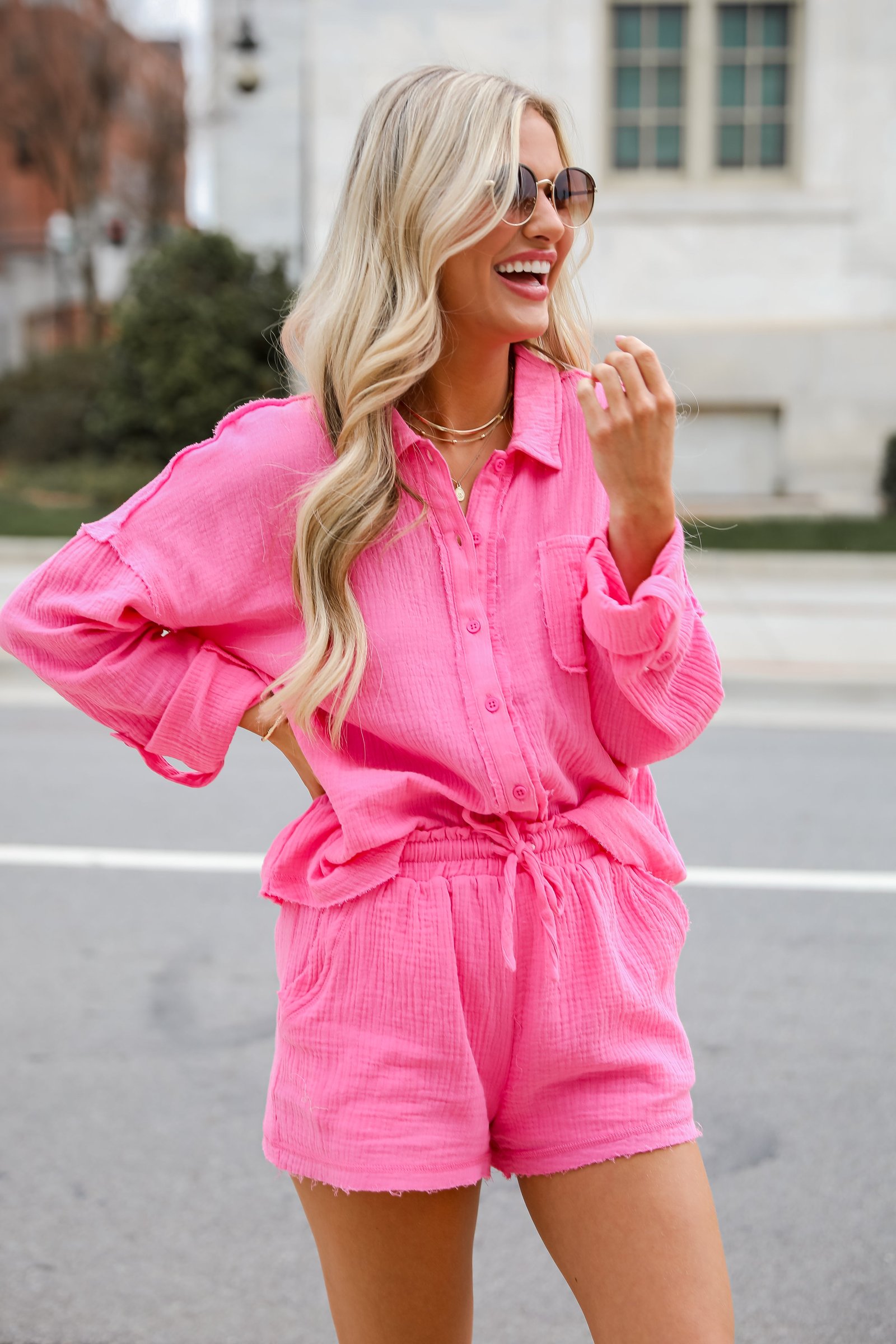 Breezy Getaway Linen Button-Up Blouse - DU DEAL